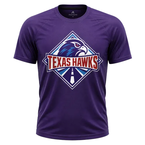 T-shirt printed with the Texas Hawks logo